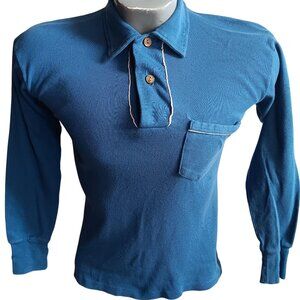 Small Vintage 1950's Windsor Mens Blue Polo Shirt Single Stitch All Cotton MCM